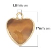 Picture of (Grade A) Tiger's Eyes ( Natural ) Charms Heart Gold Plated Brown Yellow Faceted 17mm x 14mm, 1 Piece