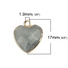 Изображение (Сорт A) Сияющий Камень ( Природный ) Подвески Позолоченный Седой Сердце Шлифованный 17мм x 14мм, 1 ШТ