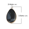 (グレードA) 瑪瑙 ( 天然 ) ペンダント 滴 ドロップ 金メッキ 黒 3.5cm x 2.3cm、 1 個 の画像