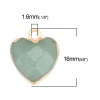 Изображение (Сорт A) Авантюрин ( Природный ) Подвески Позолоченный Серо-зелёный Сердце 16мм x 13мм, 1 ШТ