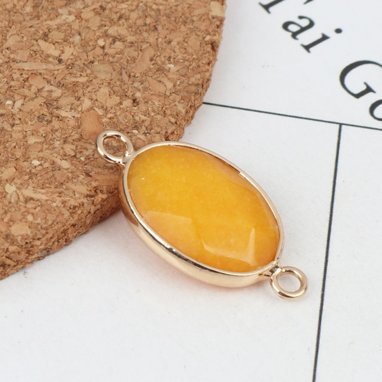 Picture of (Grade B) Stone ( Natural ) Connectors Oval Orange Dyed 27mm x 15mm, 1 Piece