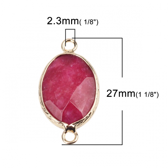Picture of (Grade B) Stone ( Natural ) Connectors Oval Fuchsia Dyed 27mm x 15mm, 1 Piece