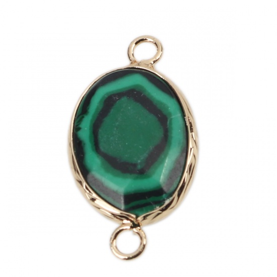Picture of (Grade B) Malachite ( Natural ) Connectors Oval Green Faceted 27mm x 14mm, 1 Piece