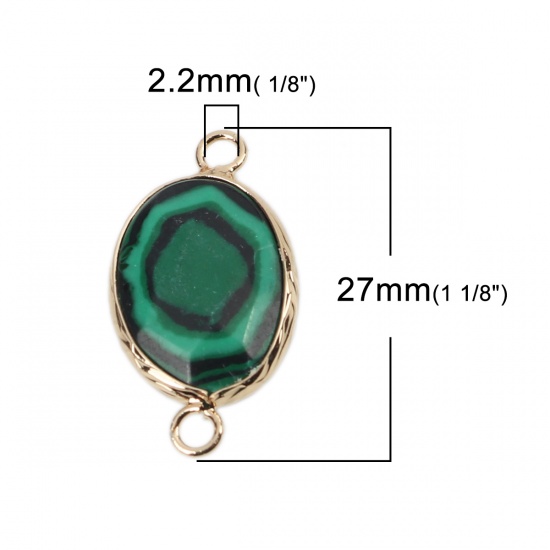 Picture of (Grade B) Malachite ( Natural ) Connectors Oval Green Faceted 27mm x 14mm, 1 Piece