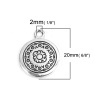 Picture of Zinc Based Alloy Cabochon Settings Charms Round Antique Silver Carved Pattern (Fits 13.5mm ) 20mm x 16mm, 30 PCs