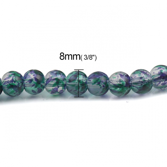 Picture of Glass Beads Round Multicolor About 8mm Dia, Hole: Approx 1.4mm, 28.5cm(11 2/8") long, 1 Piece (Approx 42 PCs/Strand)