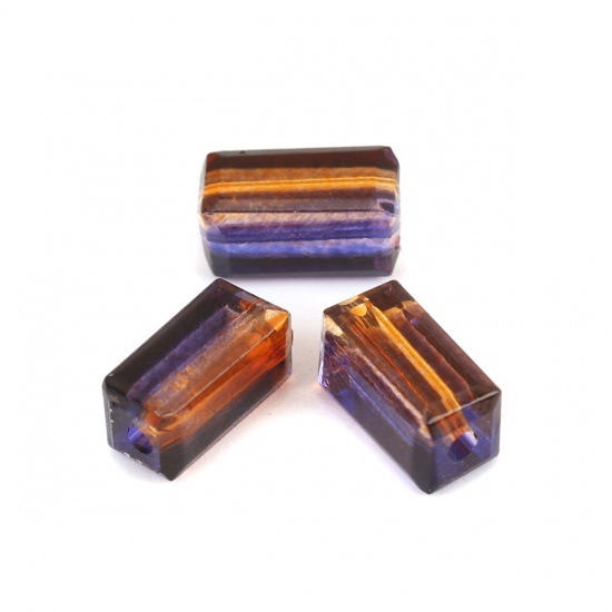 Picture of Glass Beads Rectangle Purple & Brown Two Tone Faceted About 8mm x 4mm, Hole: Approx 1.5mm, 50 PCs