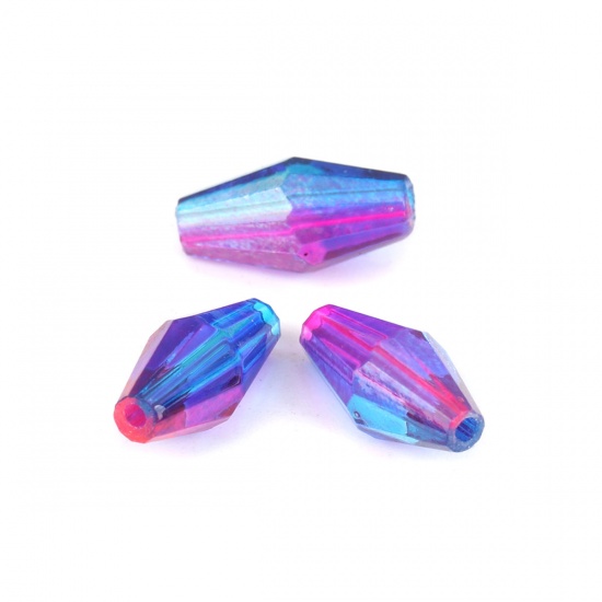 Picture of Glass Beads Vase Deep Blue & Fuchsia Two Tone Faceted About 11mm x 6mm, Hole: Approx 1.5mm, 50 PCs