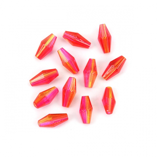 Picture of Glass Beads Vase Fuchsia & Yellow Two Tone Faceted About 11mm x 6mm, Hole: Approx 1.5mm, 50 PCs