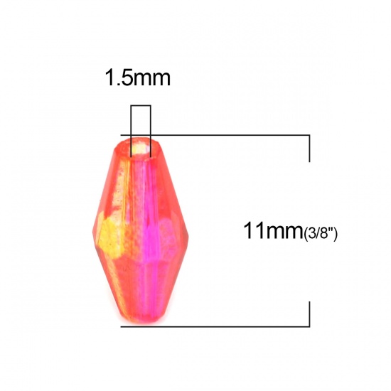 Bild von Glas Perlen Blumenvase Fushie & Gelb Mixefarbe Facettiert ca. 11mm x 6mm, Loch: 1.5mm, 50 Stück