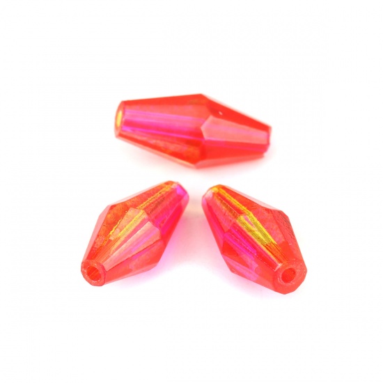 Picture of Glass Beads Vase Fuchsia & Yellow Two Tone Faceted About 11mm x 6mm, Hole: Approx 1.5mm, 50 PCs