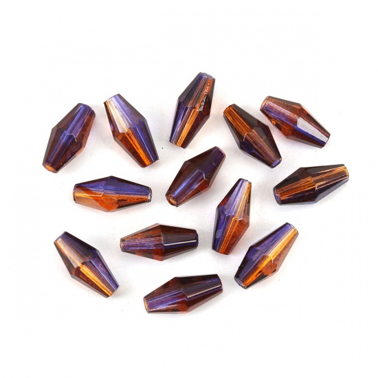 Picture of Glass Beads Vase Purple & Brown Two Tone Faceted About 11mm x 6mm, Hole: Approx 1.5mm, 50 PCs
