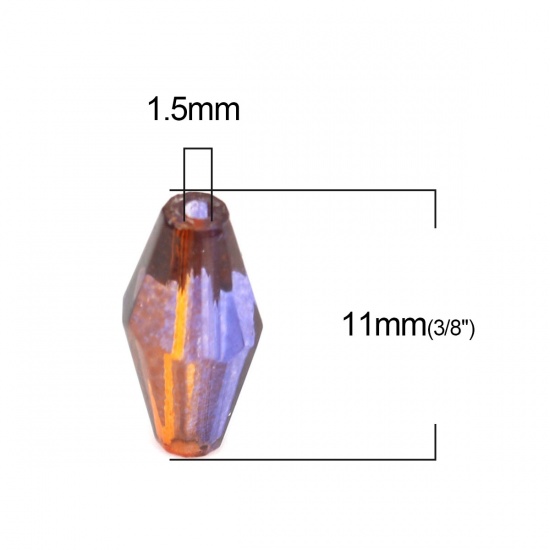 ガラス ビーズ 花瓶 パープル+ブラウン ツートンカラー ファセット・カット 約 11mm x 6mm、 穴：約 1.5mm、 50 個 の画像