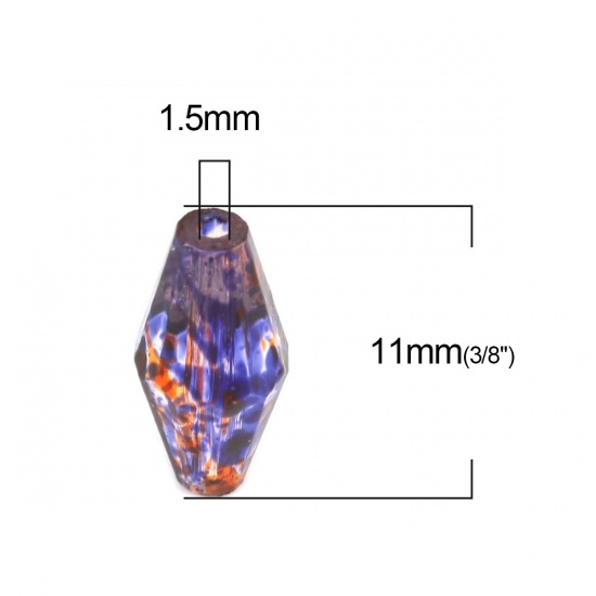 Bild von Glas Perlen Blumenvase Lila & Braun Facettiert ca. 11mm x 6mm, Loch: 1.5mm, 50 Stück