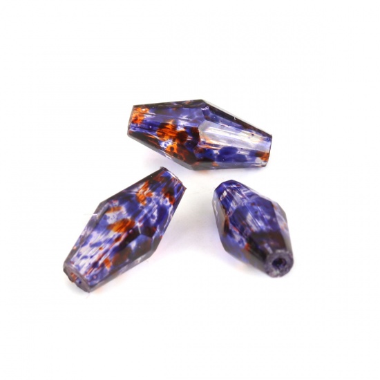Picture of Glass Beads Vase Purple & Brown Faceted About 11mm x 6mm, Hole: Approx 1.5mm, 50 PCs