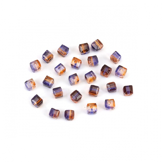 Picture of Glass Beads Square Purple & Brown Two Tone Faceted About 5mm x 5mm, Hole: Approx 1.4mm, 100 PCs