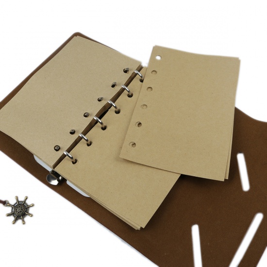 Picture of (150 Pages) PU Leather & Kraft Paper Writing Memo Notebook Brown Rectangle 14.5cm x 10cm, 1 Copy