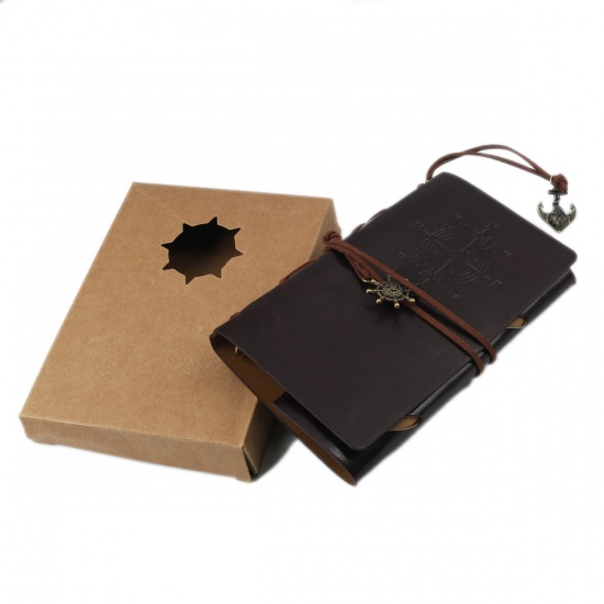 Picture of PU Leather & Kraft Paper Writing Memo Notebook Gray Rectangle 14.5cm x 10cm, 1 Copy