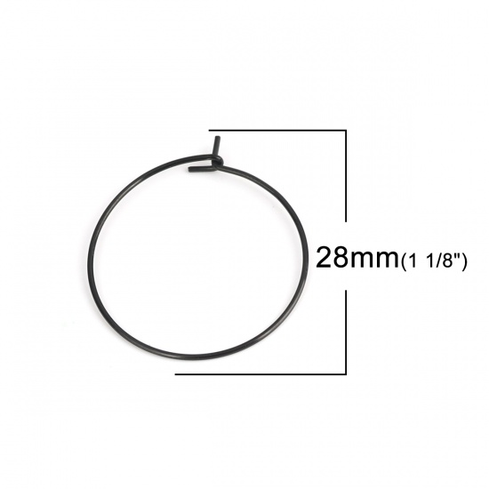 Bild von 316 Edelstahl Ohrreifen Ring Schwarz 28mm x 25mm, Drahtstärke: (21 gauge), 10 Stück