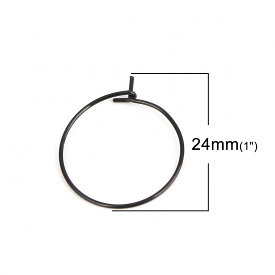 Bild von 316 Edelstahl Ohrreifen Ring Schwarz 24mm x 20mm, Drahtstärke: (21 gauge), 10 Stück