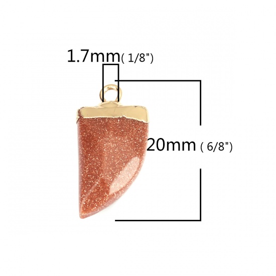 Picture of Stone ( Natural ) Charms Gold Plated Golden Brown Knife 20mm x 12mm, 1 Piece