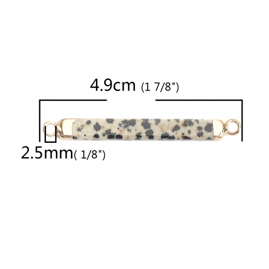 Picture of Stone ( Natural ) Connectors Strip Gold Plated Black & Khaki Spot 4.9cm x 0.5cm, 1 Piece