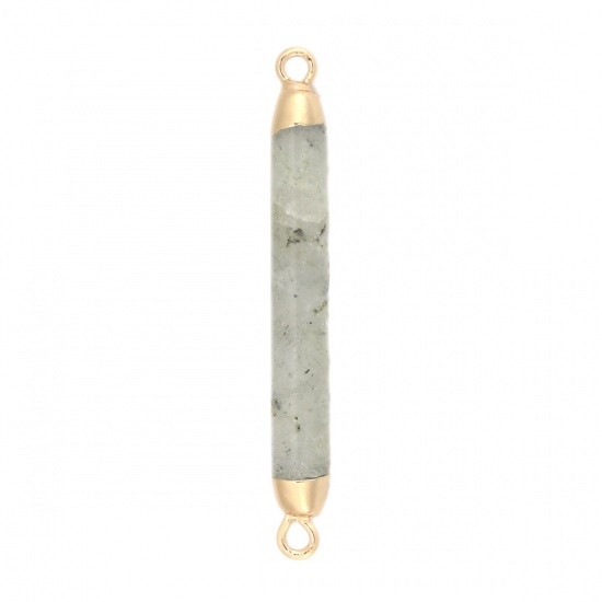 Picture of (Grade A) Spectrolite ( Natural ) Connectors Cylinder Gold Plated Gray 4.5cm x 0.6cm, 1 Piece