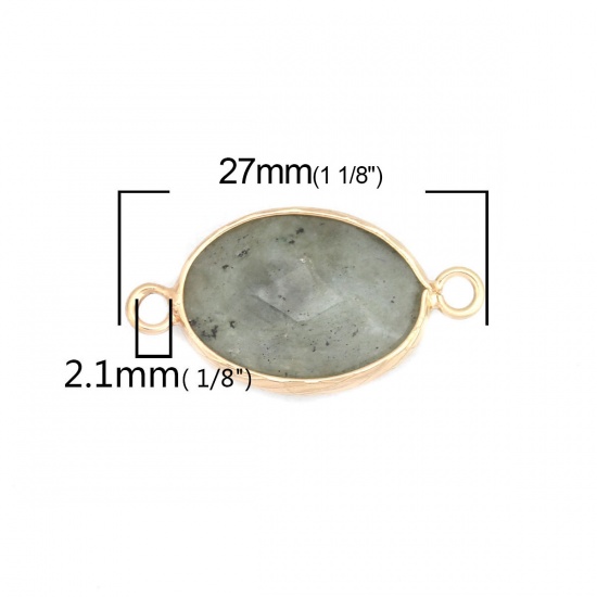 Picture of (Grade A) Spectrolite ( Natural ) Connectors Oval Gold Plated Gray 27mm x 14mm, 1 Piece