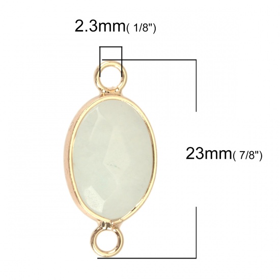 Picture of (Grade B) Stone ( Natural ) Connectors Oval Gold Plated Off-white 23mm x 11mm, 1 Piece