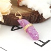 Picture of (Grade B) Crystal ( Natural ) Pendants Gold Plated Mauve Geometric Wrapped 3.3cm x 0.9cm, 1 Piece