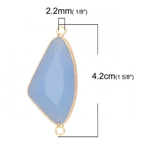 Изображение (Сорт B) Белый Камень ( Природный ) Коннекторы Треугольник Позолоченный Синий 4.2см x 2см, 1 ШТ