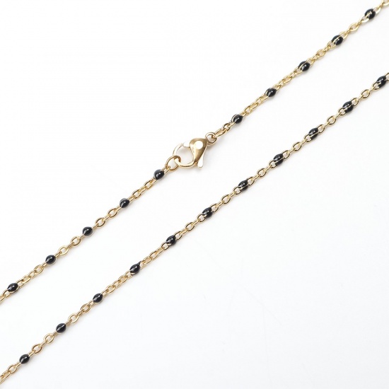 Bild von 304 Edelstahl Gliederkette Kette Halskette Vergoldet Emaille 50cm lang, 1 Strang