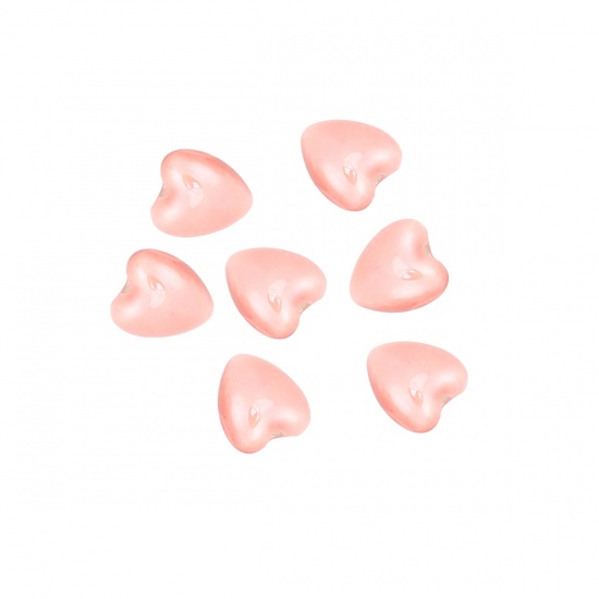 Picture of Ceramic Beads Heart Peach Pink About 13mm x 12mm, Hole: Approx 1.9mm, 20 PCs
