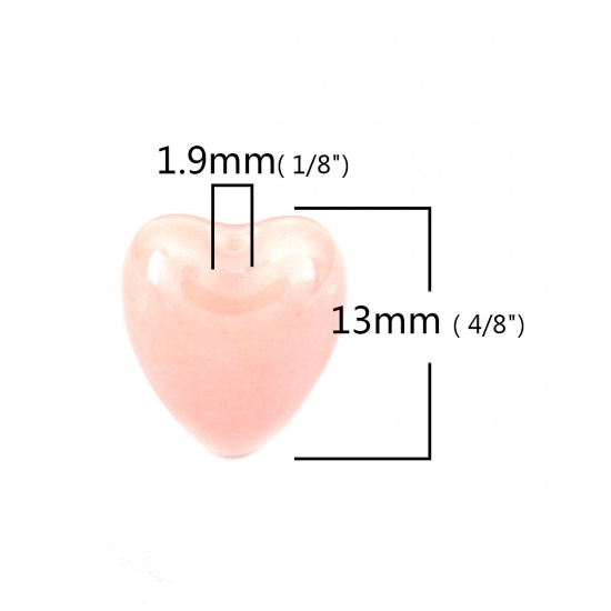 Imagen de Cuentas Cerámica de Corazón , Rosa Melocotón 13mm x 12mm, Agujero: acerca de 1.9mm, 20 Unidades