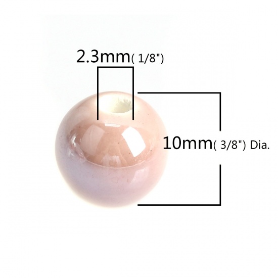 Immagine di Ceramica Diatanziale Perline Tondo Rosa scuro Come 10mm Dia, Foro: Circa 2.3mm, 30 Pz