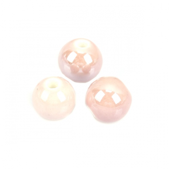Immagine di Ceramica Diatanziale Perline Tondo Rosa scuro Come 10mm Dia, Foro: Circa 2.3mm, 30 Pz