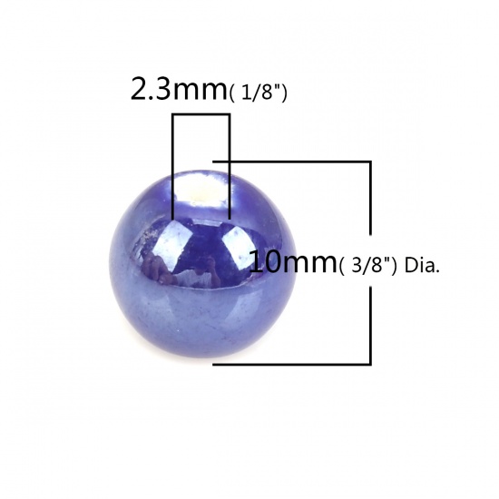 Picture of Ceramic Beads Round Royal Blue About 10mm Dia, Hole: Approx 2.3mm, 30 PCs