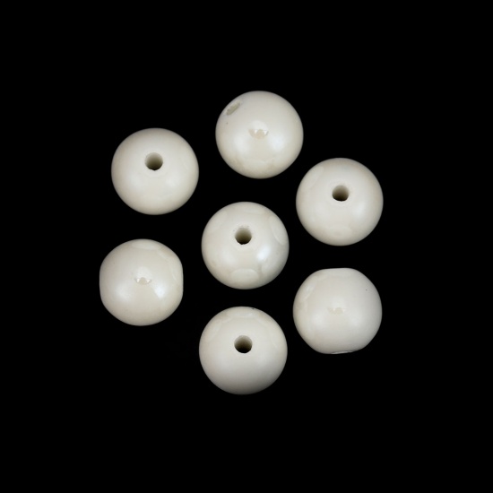 Picture of Ceramic Beads Round White About 12mm Dia, Hole: Approx 2mm, 30 PCs