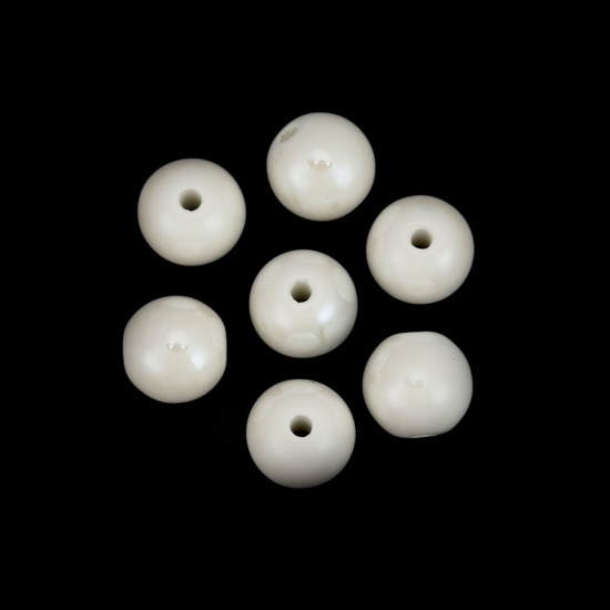 Immagine di Ceramica Diatanziale Perline Tondo Bianco Come 12mm Dia, Foro: Circa 2mm, 30 Pz