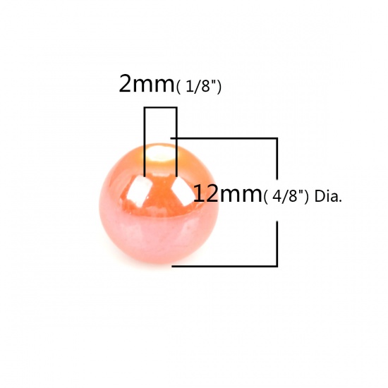 Immagine di Ceramica Diatanziale Perline Tondo Arancione Come 12mm Dia, Foro: Circa 2mm, 30 Pz