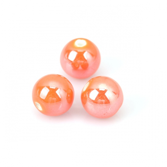 Picture of Ceramic Beads Round Orange About 12mm Dia, Hole: Approx 2mm, 30 PCs