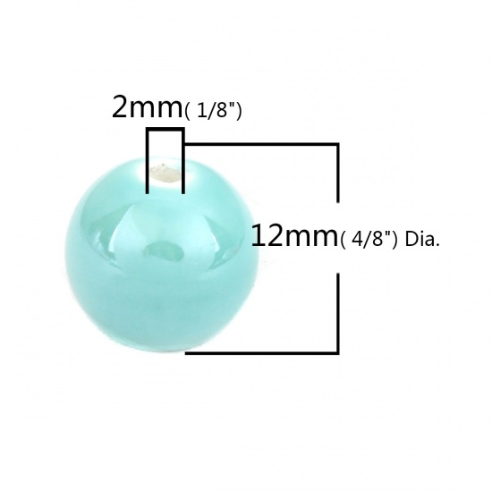Picture of Ceramic Beads Round Green Blue About 12mm Dia, Hole: Approx 2mm, 30 PCs