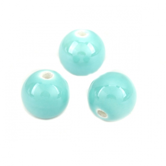 Picture of Ceramic Beads Round Green Blue About 12mm Dia, Hole: Approx 2mm, 30 PCs