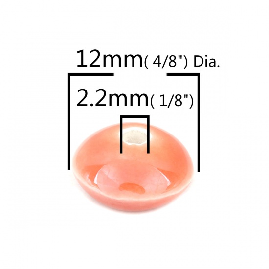 Immagine di Ceramica Diatanziale Perline Abaco Rosso Arancione Come 12mm Dia, Foro: Circa 2.2mm, 20 Pz