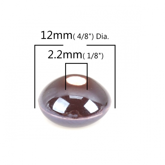 Immagine di Ceramica Diatanziale Perline Tondo Piatto Caffè Scuro Come 12mm Dia, Foro: Circa 2.2mm, 20 Pz