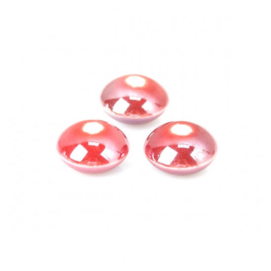 Immagine di Ceramica Diatanziale Perline Tondo Piatto Rosso Scuro Come 12mm Dia, Foro: Circa 2.2mm, 20 Pz