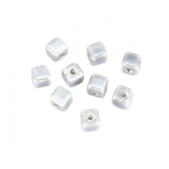 Picture of Ceramic Beads Cube Gray About 8mm x 8mm, Hole: Approx 2.4mm, 30 PCs