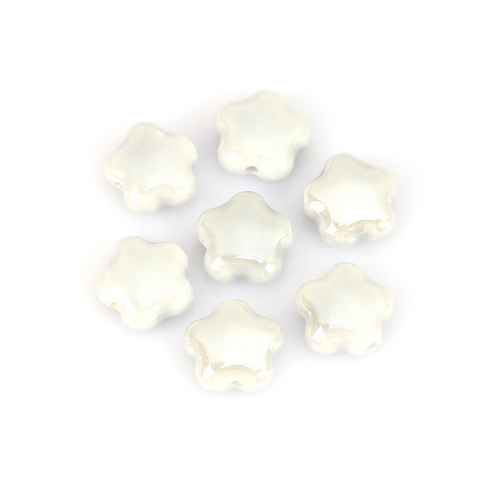 Immagine di Ceramica Diatanziale Perline Fiore Grigio Scuro Circa 15mm x 14mm, Foro: Circa 2.2mm, 20 Pz