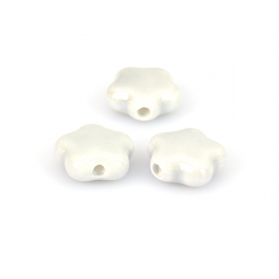 Immagine di Ceramica Diatanziale Perline Fiore Grigio Scuro Circa 15mm x 14mm, Foro: Circa 2.2mm, 20 Pz