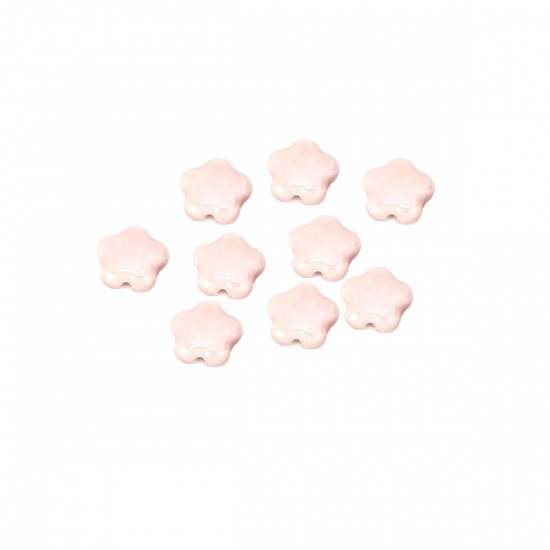 Immagine di Ceramica Diatanziale Perline Fiore Rosa Chiaro Circa 15mm x 14mm, Foro: Circa 2.2mm, 20 Pz